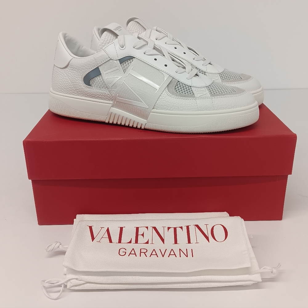 Valentino Men's White Low-Top Calfskin Leather VL7N Sneakers - EU45.5/US12.5